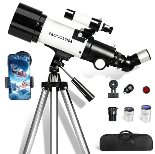 Teleskop Astronomie - Fernrohr Teleskop für Kinder & Erwachsene und Einsteiger 400x70mm Astronomisches Refraktor Teleskop mit FMC Optik Smartphone Adapter, Stativ, Weihnachts Geschenk für Kinder