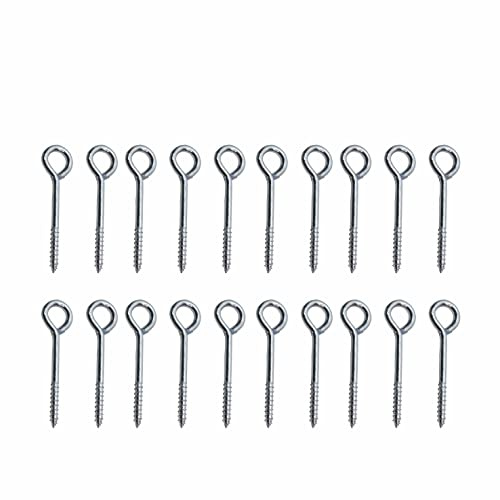 SUL Vine Eyes Screw 75mm (3 Inch) Zinc Plated Garden Eyes for Wire Screw Eyes, Long Screw Hooks for Indoor & Out Door Eye Screws Hooks, 75mm Self Tapping Screws Hooks (20 PK)
