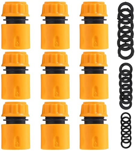Miyobing 9 Pack Hose End Quick Connect Fitting 13mm (1/2 inch) and 15mm (5/8 inch) Garden Hose Quick Coupling Fittings for Connecting Garden Hoses
