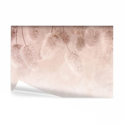 decomonkey Premium Fototapete Pflanzen Abstrakt, 400x280 cm, XXL, Blumen | Betonoptik, Boho, Rosa, Beige, Vlies, Schlafzimmer, Wohnzimmer, Design, Tapete, Fototapeten, Tapeten, Vliestapete, Wandtapete