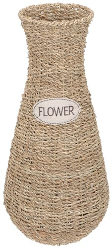 DOITOOL Gewebte Rattan Vase 44 Zoll Bodenvase Trockenblumenvase Deko Für Wohnzimmer Büro Natürliche Handwerkskunst Elegante Dekoration