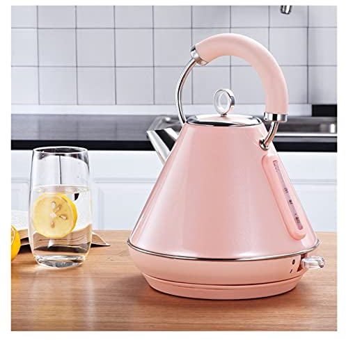 FairUo Kettles for Boiling Water, Kettles for Boiling Water Tea Coffee Pot Water Samovar Heated Bowl 1.8L 1800W Kitchen Appliances Boiler Boil-Dry Protection, Stainless/Pink