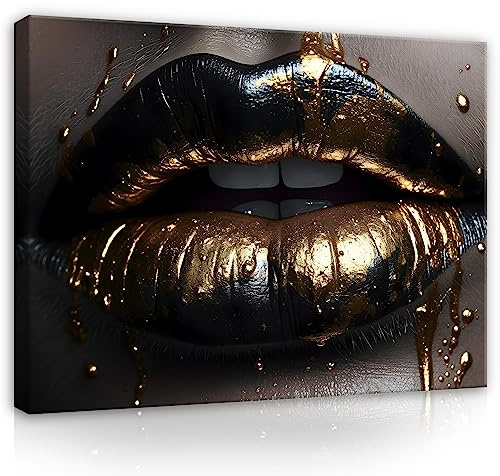 WallArena Leinwand Bilder 60x40 cm | Frau Lippen Abstrakt, Leinwandbilder, Bild auf leinwand, Format: 60x40 cm (BxH) - einteilig auf Canvas Leinwand. Das