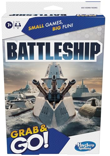 Hasbro Gaming Schlachtschiff-Strategiespiel, Reisespielzeug für Kinder, Sommer-Reisespiel, tragbarer Spaß für 2 Spieler, Greifen und Go, ab 7 Jahren