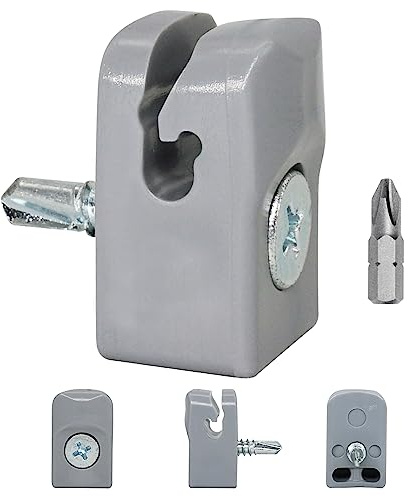 SKIR'CO (50 pcs) Grey Fence Clips, Plastic Clips for Mesh Fences, Screw Fixed Fence Wire Holders, Clips for Wire Fencing, RAL 7040 Colour