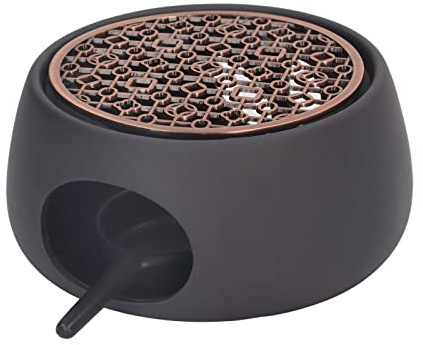 Teapot Warmer, Hollow Out Design Ceramic High Temperature Candle Warmer with Candle Holder for Home (C Pad)