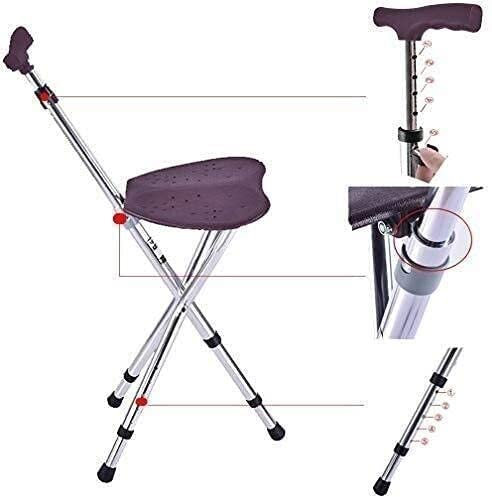 Klappbarer Krückenhocker, Stocksitz, klappbarer Sitzstock/Aluminiumlegierung/5+5 höhenverstellbar, statische Belastung 150 kg für Vatertag, Thanksgiving, Gehstock mit Krankenhaus, Reisehilfe für
