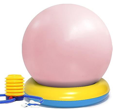 Balance Ball Stuhl Eignungsyoga-Balancenballstuhl, Explosionsgeschützter Schweizer PVC-Ball mit Stabiler Basis und Pumpe, 55/65/75/85 Cm Großes Trainingsball-Set für Das Heimtraining ( Color : Pink ,