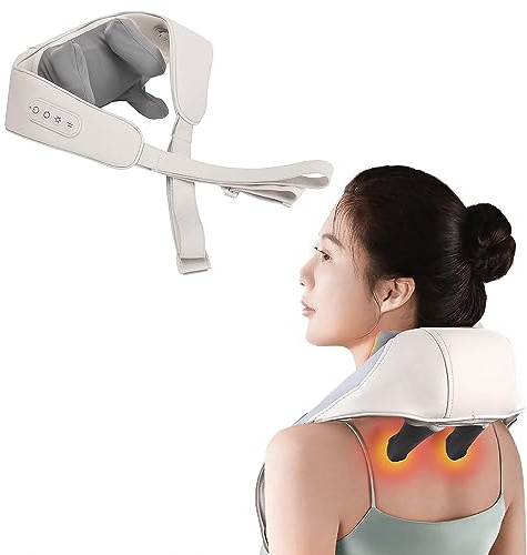 Nackenmassagegerät mit Wärme, Shiatsu Rücken-Nacken- und Schulter-Massagegerät, 2 Massage-Modi, Deep Tissue 3D Kneten massagegerät nacken für den unteren Rücken & Beine, Office Home Use (weiß)