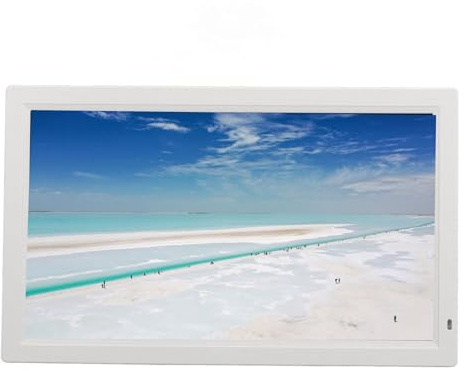 23,6 Zoll Digital Fotorahmen, 23,6 Zoll 16:9 IPS Display Digital Bilderrahmen, Unterstützt Video Sound Bild Elektronik Bilderrahmen, an der Wand Montierte Werbemaschine (White)