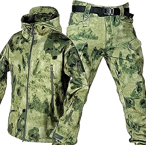 Generic Set di Tute da Combattimento Impermeabili dell'Esercito, Giacca Tattica e Pantaloni da Uomo, Tute Militari in Soft Shell, Uniformi Mimetica - Ideali per Attività all'Aperto