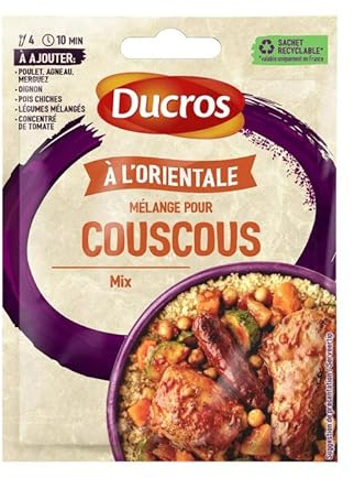DUCROS Sachet Mélange pour Couscous Oriental - Arômes Authentiques - 20g Épicez votre plat avec notre mélange savoureux | Idéal pour les amateurs de cuisine orientale - Le Lot De 4