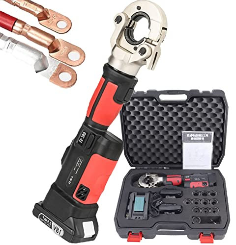 GYQSSD Industrial Hydraulic Cable Lug Crimper, Rechargeable Hydraulic Crimping Pliers With LED Digital Display, Handheld Hydraulic Crimping Pliers For 10-300mm² Copper & Aluminium Lugs