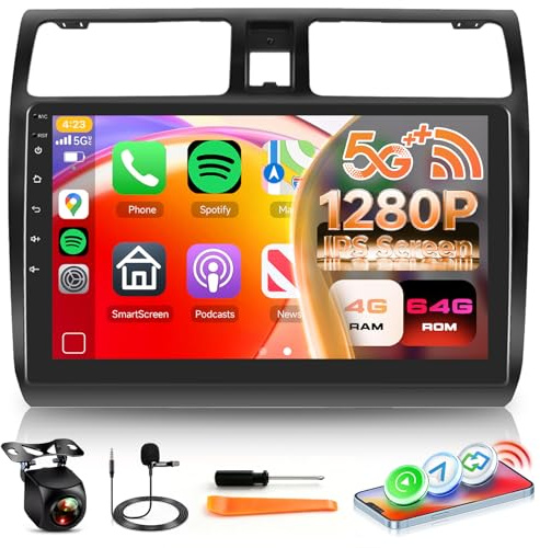 4G+64G Android Car Stereo for Suzuki Swift 2005-2010 with DSP/32EQ 5GWiFi | Hodozzy 10.1 1280P Touchscreen Radio Bluetooth 5.0 Wireless CarPlay/Android Auto GPS RDS/FM SWC Reverse Camera