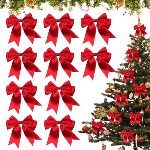 MaibaoteMbt Nœuds de Noël, 10 Pièces Scintillant, Nœuds Decoration Sapin de Noël, Bowknot pour Arbre de Noël, Arcs de Noël, pour Guirlande de Noël, Sapin de Noël, Cadeaux Artisanat (M3)