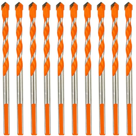 10Pcs YG8 Carbide Tile Drill Bits Set 8mm Diamond Ground Tip for Porcelain, Ceramic, Stone, Concrete, Plastic, Brick & Glass - Professional Drill Bit for Angle Grinder & Power Drill