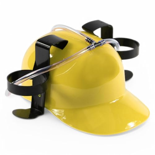 MIJOMA Casco para beber con manos libres con factor de diversión – Casco para bebidas para fiestas, festivales y carnaval – Soporte ajustable para latas y botellas – Accesorio divertido para fiestas