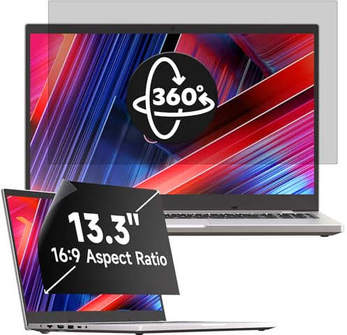 Mamol 360° Sichtschutz für 13.3 Zoll Laptop 16:9, Abnehmbarer Sichtschutzfolie, Anti Blaulicht Blendschutz Blickschutzfolie Displayschutz für Lenovo Hp Dell Acer Asus Thinkpad Envy Xps