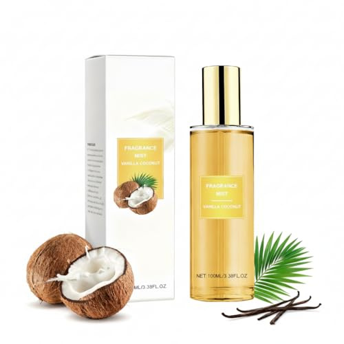 Olio profumato alla vaniglia al cocco, spray per il corpo, spray per il corpo con profumo di cocco, nebbia per il rinfresco quotidiano, calda vaniglia unisex, rilassa la tua mente, lussuoso regalo