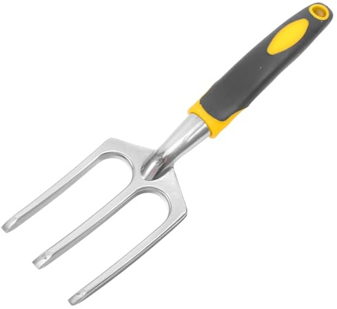 FONDOTIN Fourche de Jardinage Acier Inoxydable Râteau à Main Petit et Robuste pour Fleurs Légumes et Bonsaï Manche Confortable Outil Pratique pour Ameublir et Aérer Le Sol