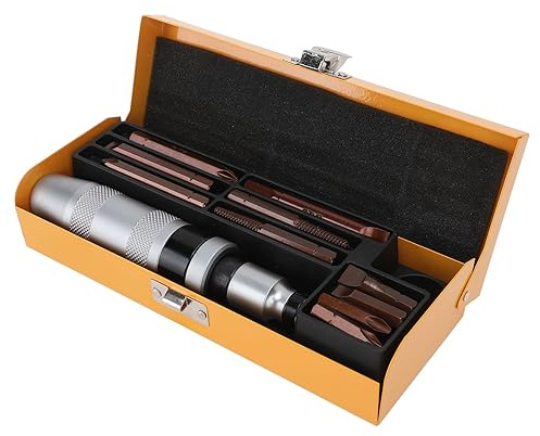 MasYosh Set di Cacciaviti a Percussione da 12 Pezzi, Kit da Utensili in Acciaio Legato CRV con Estrattore di Viti e Scatola di Immagazzinaggio, per Riparazioni Domestiche Manutenzione