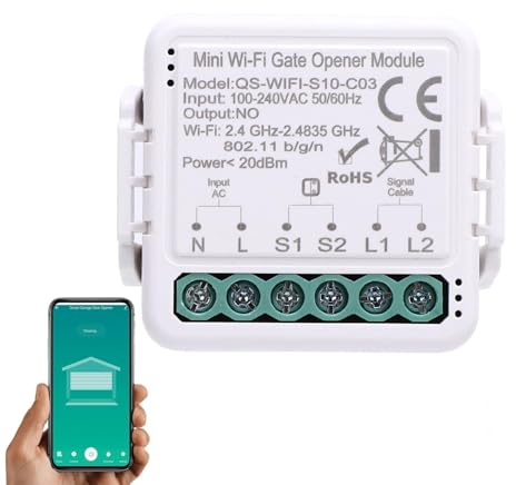 Dpofirs Módulo de apertura de puerta de garaje inteligente con acceso remoto, función de temporizador de control de voz para seguridad familiar (QS-WIFI-S10-C03)