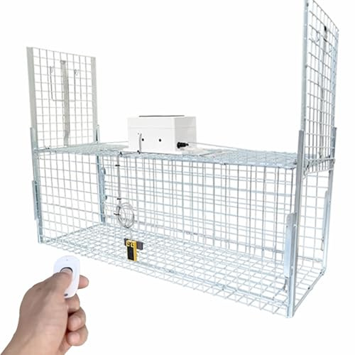 ZYJIX Humane - Trampa para animales vivos, jaula infrarroja de 32 pulgadas con control remoto, diseño plegable para atrapar ardillas, mapaches, conejos y ardillas