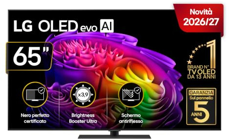 LG OLED evo AI 65 Pollici, Serie G6S 2026 Smart TV 4K - OLED65G66LS | Base da Appoggio, Hyper Radiant Color, Reflection Free, Dual AI Engine, Dolby Vision & Atmos, VRR e G-Sync 4K@165Hz