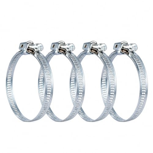 Hose Clips 60-325mm Adjustable Hose Clamps - Pack of 4 | For dryer vents and cooker hoods and extractor fans, Adjustable Hose Clamps - Belt-and-buckle design allows rapid
