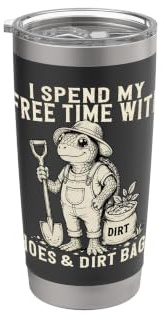 Hoes Dirt Bags Funny Gardening Pun Sarcastic Turtle Stainless Steel Insulated Tumbler