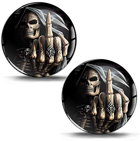 SkinoEu® 2 x Schalthebel Aufkleber Schaltknauf Emblem Totenkopf Schädel Silikon Stickers Durchmesser 30mm Auto Moto Zubehör Motorrad JDM KS 10