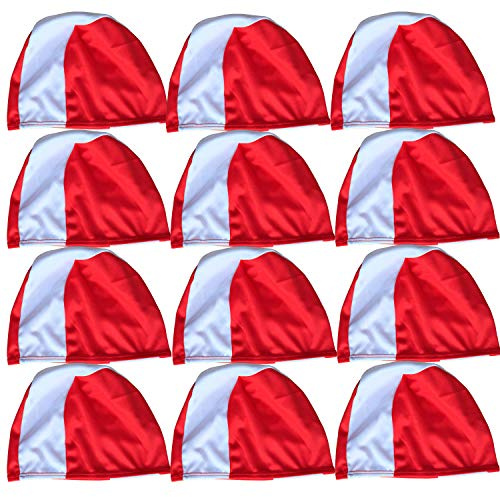 3asyglide Badekappe aus Polyester, 12 Stück, rot/weiß, für Erwachsene