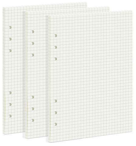 OVISEEN A5 Kariertes Nachfüllpapier, 6-Loch, 135 Blatt Notizbuch, 210x142mm | 100GSM 5mm Kariertes A5 Notizzettel Papier, 6-Loch, ideal für Filofax Notizbuch, Tagebuch, Skizze, Malerei