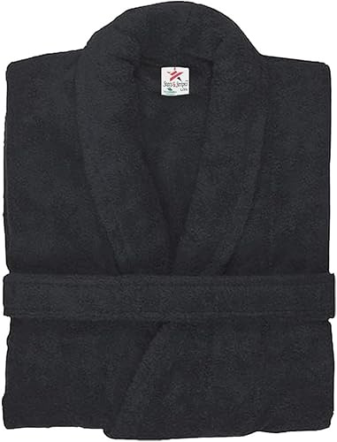 Stars and Stripes Organic Ecological Sustainable Black Cotton Terry Towel Plain Bathrobe