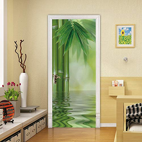 3D Türtapete Selbstklebend Türaufkleber - BAMBUS - Tür Poster PREMIUM PVC Wasserfest Wandtattoo Für Schlafzimmer Wohnzimmer Tür Dekoration Tapete 77 x 200 cm