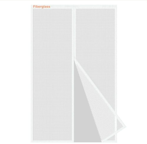 Risareyi Fiberglas Fliegengitter Tür Magnet 60x220cm, Weiß Verstärkt Insektenschutz Balkontür Mückenschutz Sommer, Fliegengitter Balkontür Ohne Bohren mit Klebeband für Haustür Terrassentür