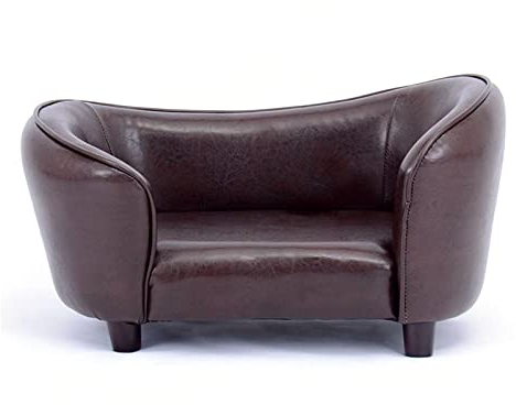 LCYDMJ Haustier Sofa Luxus-Schlafsofa Für Haustiere, Hochwertiges Weiches Schlafsofa Aus PU-Leder, Geeignet Für Kleine Und Mittlere Hunde Und Katzen, 67 X 41 X 37 cm (Color : Brown)