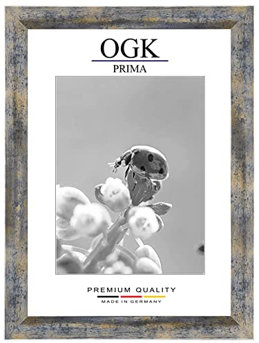 Online-GalleryKing OGK Holz Bilderrahmen 70 x 90 cm in Blau Gold Silber | Foto | Poster | Puzzle | Galerie | Rahmen