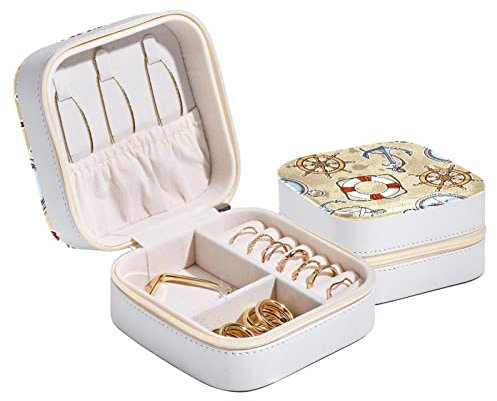 Schmuck-Aufbewahrungsbox, Reise-Schmuckkoffer, nautischer Anker, Ruder-Kompass, Rettungsring, für Frauen und Mädchen