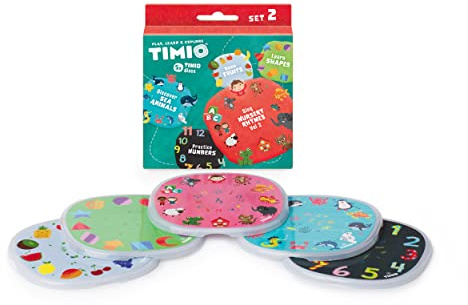 TIMIO Disc Set #2 : 5 disques Audio pour Le Lecteur TIMIO | Apprendre Les Chiffres, 96 comptines Vol. 2, Animaux Marins, Formes, Fruits | 8 Langues incluses | Jouet d'apprentissage de 2 à 6 Ans
