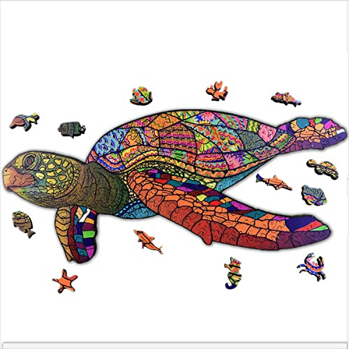 ACROPAQ PUZA4T Schildkröte Wooden, Holzpuzzle, Holz, Puzzle Erwachsene, A4-150 Teile, 210 x 297 mm