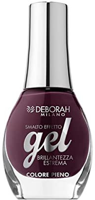 Deborah Milano -Smalto Gel Effect, Colore 230 Dark Red, Colore Pieno, Brillantezza estrema ed Effetto Volumizzante come il Gel, 8.5ml