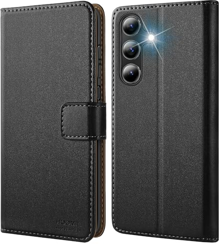 HOOMIL Handyhülle für Samsung Galaxy A55 5G Hülle, Schwarz | Premium PU Leder, mit Kartenfach & Standfunktion, Flip Case Schutzhülle