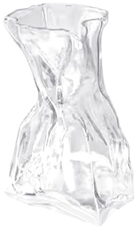 BestAlice Vaso per Fiori in Vetro Trasparente Sacchetto di Carta Increspata Vaso in Vetro Bocca Larga Vaso Pieghettato Bocca Larga per Composizione Floreale Centrotavola Decorazione per(Trasparente-L)