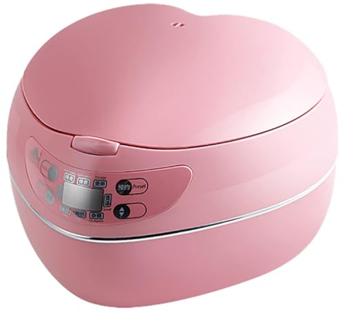 LNJZMDSS Peach Heart-Shaped Rice Cooker, Smart 300W Rice Cooker, Household Dormitory Multifunctional 1-2-3 Person Smart 1.8L Rice Cooker,Pink,1.8L
