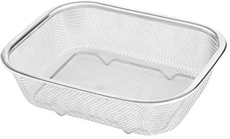 Passoire rectangulaire en acier inoxydable – Panier à huile en maille fine – Support pour frites, plats frits, égoutter, égoutter, rincer, fruits, légumes