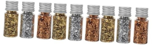 STOBOK 3 Sätze Goldfolie Gold Blatt Schmücken Folienflocken Goldene Nagelflocken Dekoratives Folienpapier Nagelkunstzubehör Goldene Nagelfolie Rostfreier Stahl Kunsthandwerk Handbuch