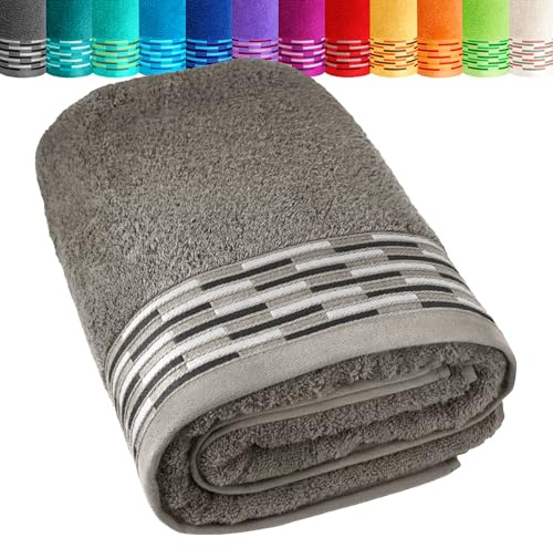 Lashuma Saunahandtuch 100x200 cm Grau, Lugano großes Badehandtuch XXL für Herren und Damen