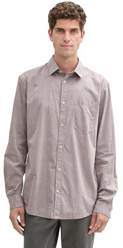 TOM TAILOR Herren Regular Fit Hemd mit Brusttasche, 36685 - Gipsy Purple Chambray Dobby, XXXL