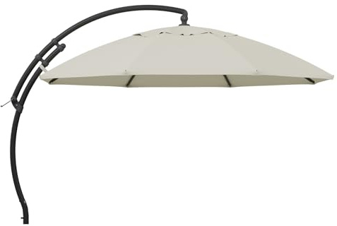 Sun Garden Easy Sun TM Ampelschirm 375 cm | rund | Aluminium Anthrazit | 100% Olefin (ca. 190 g/m²) | 360° drehbar | Öffnung mit Kurbel | Bezug in Hellbeige B064